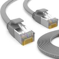 0,25m flat cable CAT 7 raw cable patch cable RJ45 LAN cable flat copper up to 10 Gbit/s U/FTP PVC gray