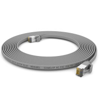3m flat cable CAT 7 raw cable patch cable RJ45 LAN cable flat copper up to 10 Gbit/s U/FTP PVC gray