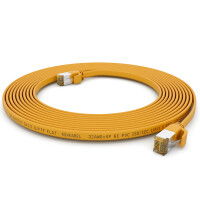 0,25m flat cable CAT 7 raw cable patch cable RJ45 LAN cable flat copper up to 10 Gbit/s U/FTP PVC yellow