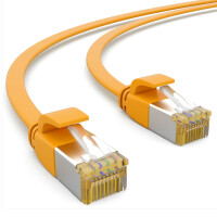 0,25m flat cable CAT 7 raw cable patch cable RJ45 LAN cable flat copper up to 10 Gbit/s U/FTP PVC yellow