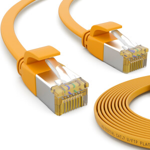 0,5m flat cable CAT 7 raw cable patch cable RJ45 LAN cable flat copper up to 10 Gbit/s U/FTP PVC yellow
