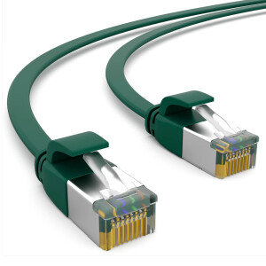 0,25m flat cable CAT 7 raw cable patch cable RJ45 LAN cable flat copper up to 10 Gbit/s U/FTP PVC green