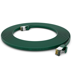 1m flat cable CAT 7 raw cable patch cable RJ45 LAN cable flat copper up to 10 Gbit/s U/FTP PVC green