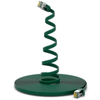 15m Flachkabel CAT 7 Rohkabel Patchkabel RJ45 LAN Kabel flach Kupfer bis zu 10 Gbit/s U/FTP PVC grün