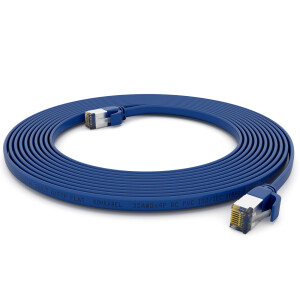 1m flat cable CAT 7 raw cable patch cable RJ45 LAN cable flat copper up to 10 Gbit/s U/FTP PVC blue
