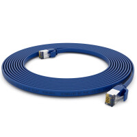 2m Flachkabel CAT 7 Rohkabel Patchkabel RJ45 LAN Kabel flach Kupfer bis zu 10 Gbit/s U/FTP PVC blau