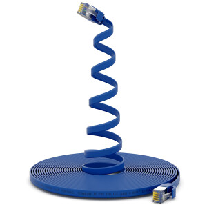 15 m RJ45 patch cable CAT 7 up to 10000 Mbit/s U/FTP PVC flat Blue 