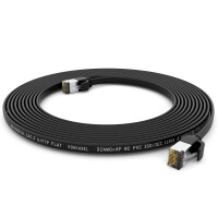 1m flat cable CAT 7 raw cable patch cable RJ45 LAN cable flat copper up to 10 Gbit/s U/FTP PVC black
