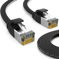 2m Flachkabel CAT 7 Rohkabel Patchkabel RJ45 LAN Kabel flach Kupfer bis zu 10 Gbit/s U/FTP PVC schwarz