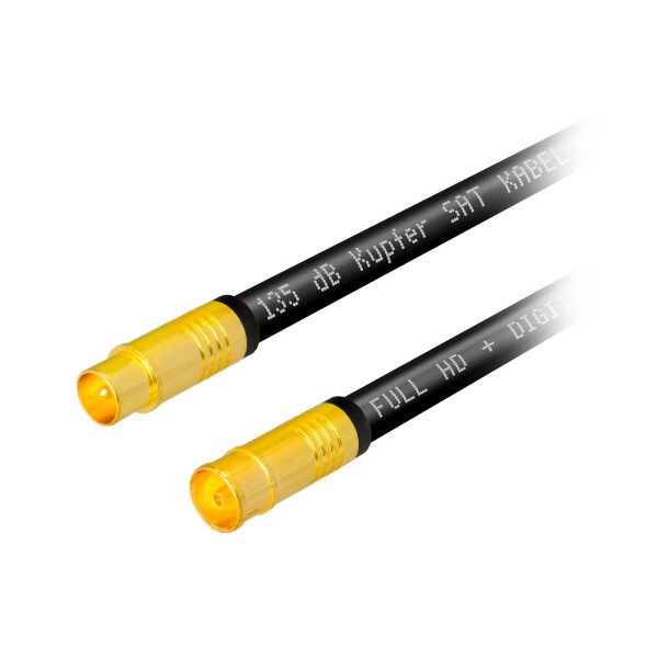 3 m antenna cable 135dB 5-way pure copper with IEC plug and IEC socket F-compression plugs BLACK