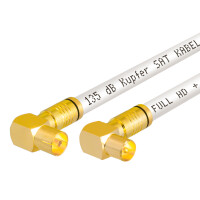1 m Antenna Cable 135dB 5-way Pure Copper with IEC Male and IEC Female Angle F Compression Plugs WHITE