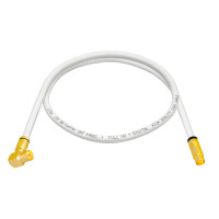 1 m Antenna Cable 135dB 5-way Pure Copper with Angle IEC Socket and Normal IEC Plug IEC-Compression Plugs WHITE