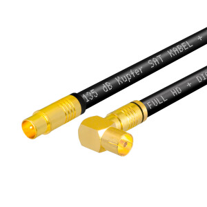 25m Antenna Cable 135dB 5-way Pure Copper with Angle IEC Socket and Normal IEC Plug F-Compression Plugs BLACK