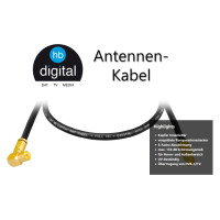 5 m Antenna Cable 135dB 5-way Pure Copper with Angle IEC Socket and Normal IEC Plug IEC-Compression Plugs BLACK