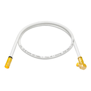 1 m Antenna Cable 135dB 5-way Pure Copper with Angle IEC Male and Normal IEC Female F Compression Plugs WHITE