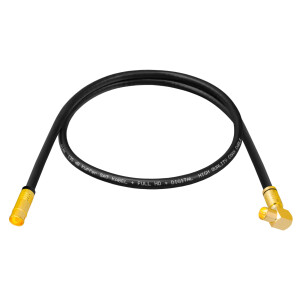 1m Antenna Cable 135dB 5-way Pure Copper with Angle IEC Plug and Normal IEC Socket F-Compression Plugs BLACK
