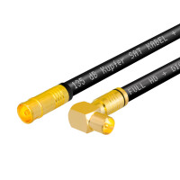 10m Antenna Cable 135dB 5-way Pure Copper with Angle IEC Plug and Normal IEC Socket F-Compression Plugs BLACK