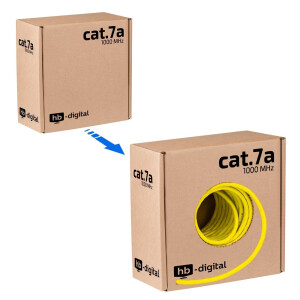 25m network cable CAT 7a installation cable max. 1200 MHz S/FTP AWG23 LSZH yellow