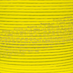 50m network cable CAT 7a installation cable max. 1200 MHz S/FTP AWG23 LSZH yellow