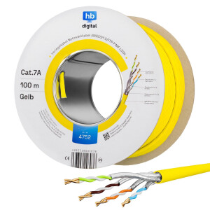 100m network cable CAT 7a installation cable max. 1200 MHz S/FTP AWG23 LSZH yellow