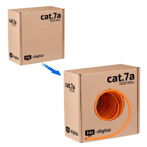 50m network cable CAT 7a installation cable max. 1200 MHz S/FTP AWG23 LSZH orange