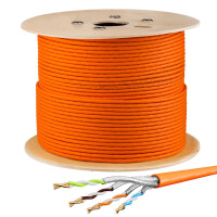 250m network cable CAT 7a installation cable max. 1200 MHz S/FTP AWG23 LSZH orange