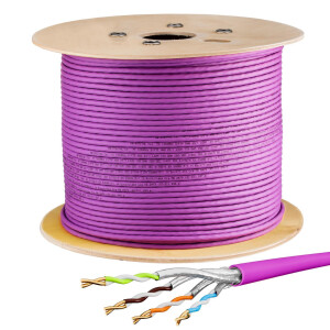 25m - 500m network cable CAT 7a installation cable max. 1200 MHz S/FTP AWG23 LSZH Lila 250m
