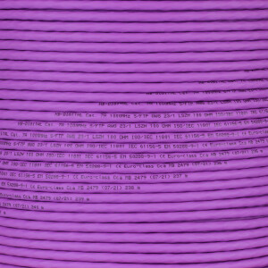 500m network cable CAT 7a installation cable max. 1200 MHz S/FTP AWG23 LSZH purple