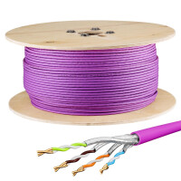 25m - 500m network cable CAT 7a installation cable max. 1200 MHz S/FTP AWG23 LSZH Lila 500m