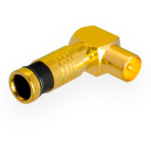 Compression IEC right-angle plug for coaxial cable...