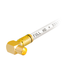 Compression IEC right-angle plug for coaxial cable Ø 6.8 - 7.2 mm gold-plated