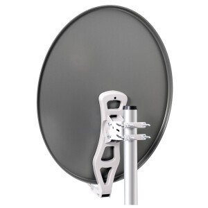 Sat Anlage SET Satellitenschüssel Fuba 80cm Aluminium anthrazit + LNB Qaud hb-digital UHD 404 S