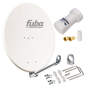 Sat Anlage SET Satellitenschüssel Fuba DAL 800 80cm Aluminium weiß + LNB Single hb-digital UHD 101 W