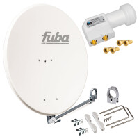 Satellite system SET Satellite dish Fuba 80cm aluminium white + LNB Twin hb-digital UHD 202 W