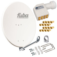 Satellite system SET Satellite dish Fuba DAL 800 80cm aluminium white + LNB Octo hb-digital UHD 808 W