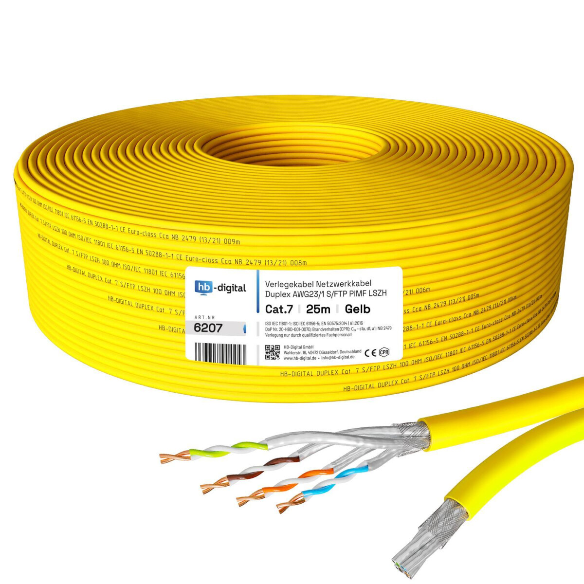 CAT 7 S-FTP patch cable, LSZH - Yellow