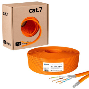 50m Network Ethernet Cable DUPLEX CAT.7 LAN Cable up to 1000MHz S/FTP LSZH AWG23/1 ORANGE
