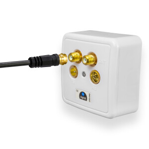 1,5 m - 20 m SAT Anschluss Kabel 110dB mit 2 x F-Stecker vergoldet mit 2 x Ferritkern Farbe wählbar