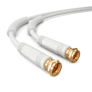 2,5m Sat cable 100dB with 2 x F-plug gold plated with 2 x ferrite core WHITE