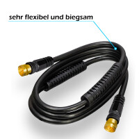 1,5m Sat Kabel 110dB mit 2 x F-Stecker vergoldet mit 2 x Ferritkern SCHWARZ