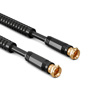 20m Sat cable 100dB with 2 x F-plug gold plated with 2 x ferrite core BLACK