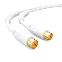 7,5 m antenna cable 100 dB 2-fold shielded with IEC plug to IEC socket gold-plated with 2 x ferrite core WHITE