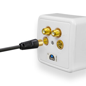 2m Antennenkabel 100 dB 2-Fach geschirmt mit IEC-Stecker auf IEC-Buchse vergoldet mit 2 x Ferritkern SCHWARZ