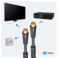 3m Antennenkabel 100 dB 2-Fach geschirmt mit IEC-Stecker auf