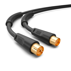 15 m antenna cable 100 dB 2-fold shielded with IEC plug to IEC socket gold-plated with 2 x ferrite core BLACK