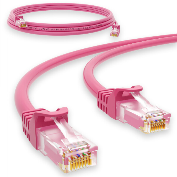 1 m RJ45 Patch cable CAT 6 U/UTP PVC Pink