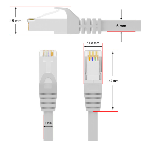 10m CAT6a Patchkabel Verlängerung Netzwerkkabel Ethernet LAN DSL RJ45 Kabel weiß 
