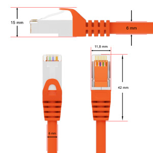 0,5m Patch cord RJ45 CAT 6 250MHz S/FTP AWG 27 PVC orange