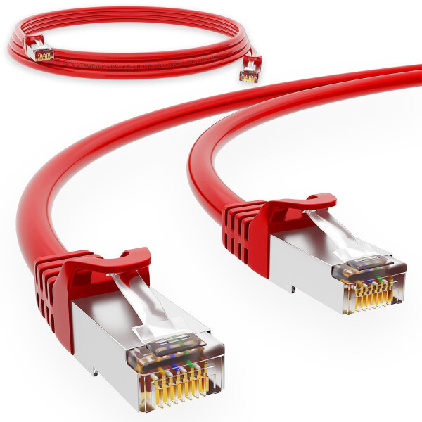 0,25m Patch cord RJ45 CAT 6 250MHz S/FTP AWG 27 PVC red