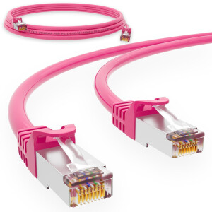 0.5m Patch cord RJ45 CAT 6 250MHz S/FTP AWG 27 PVC pink